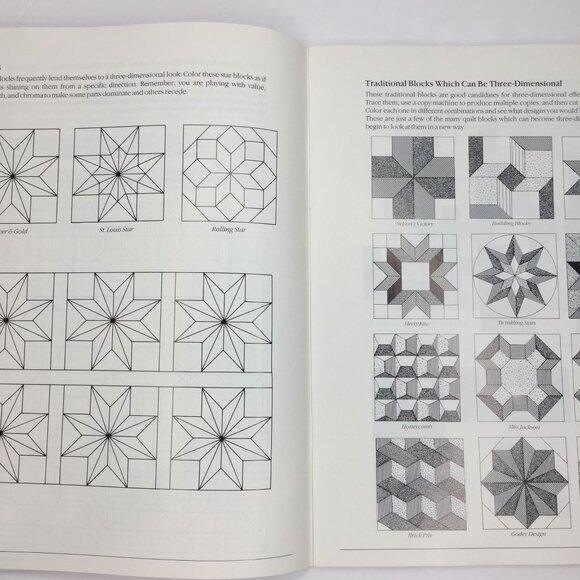 Vintage 1989 Light And Shadows Optical Illusion In Quilts Susan McKelvey Pattern - Picture 3 of 10